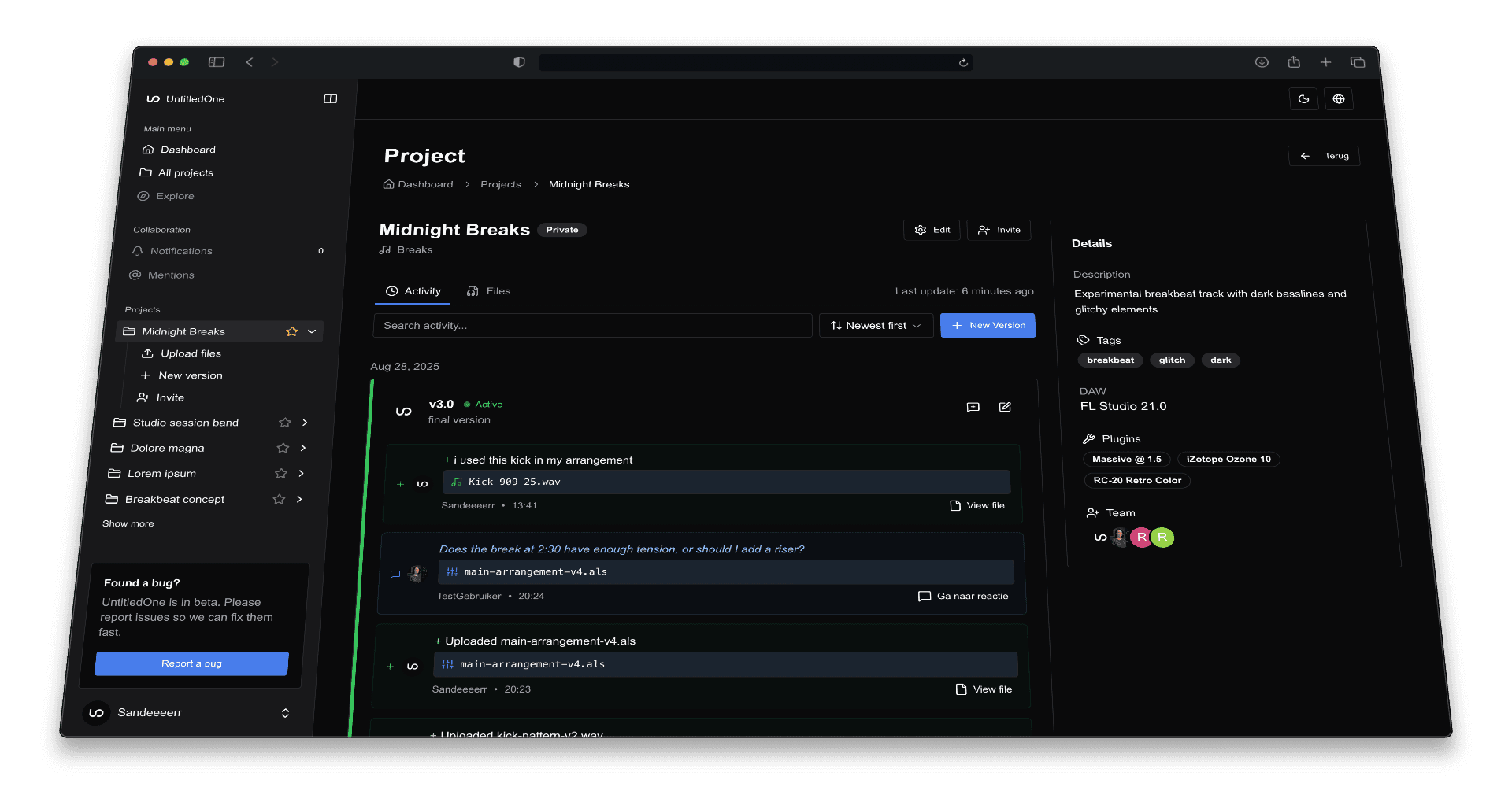 UntitledOne dashboard with files and feedback