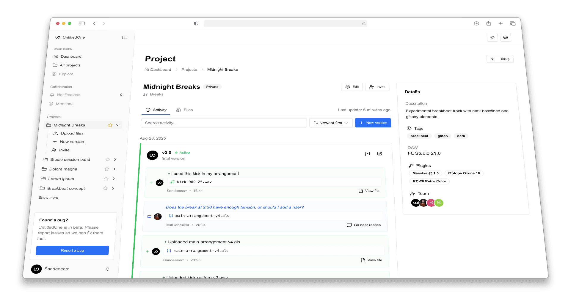 UntitledOne dashboard with files and feedback